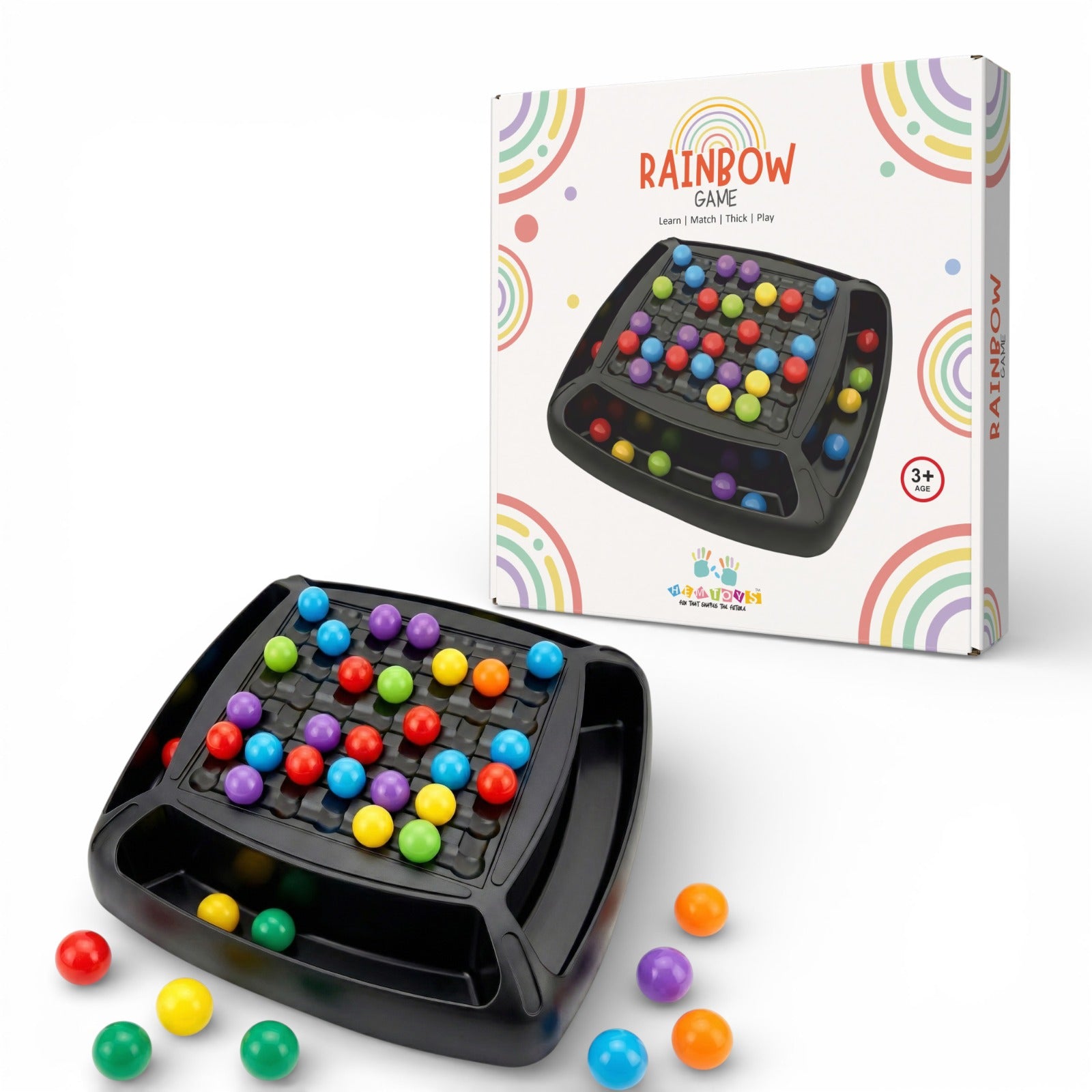 Rainbow Ball Chess Puzzle Game | Color Matching Brain Teaser | Non-Toxic ABS Plastic Board Game for Kids & Family (48 Balls)
