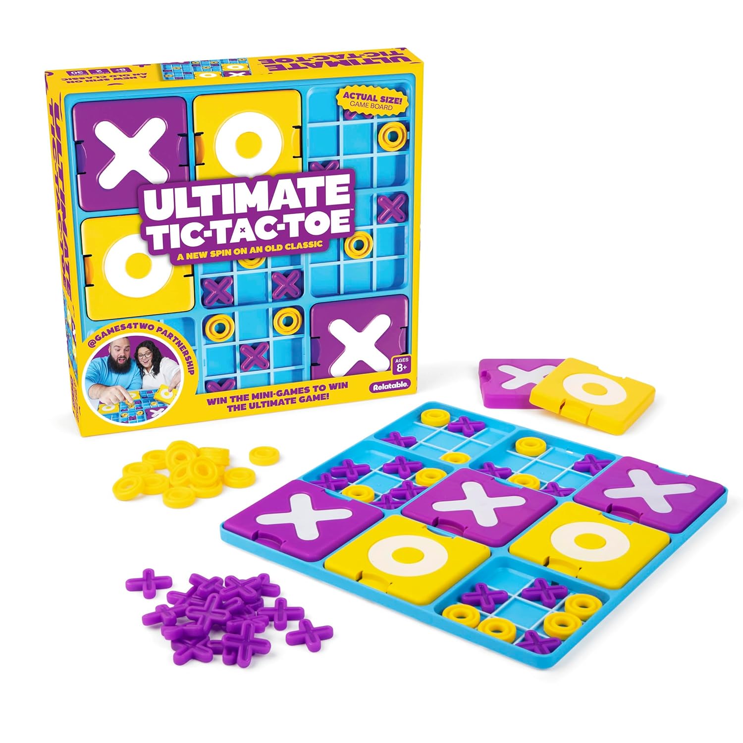 Ultimate Tic Tac Toe Strategy Game | Advanced Brain Challenge Board Game | Non-Toxic ABS Family Game for Kids & Adults (2 Players)