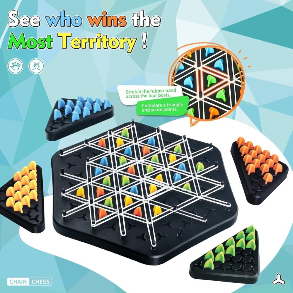 Chain Triangle Chess Triggle Game Puzzle, Geometric Chess Game, Board Games for Family Night, Family Games for Kids and Adults, 2 to 4 Players - Image 3
