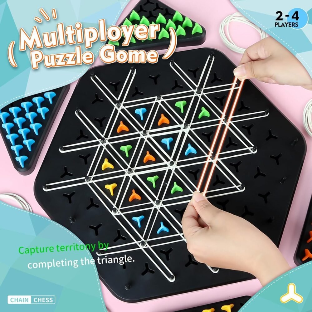 Chain Triangle Chess Triggle Game Puzzle, Geometric Chess Game, Board Games for Family Night, Family Games for Kids and Adults, 2 to 4 Players - Image 5